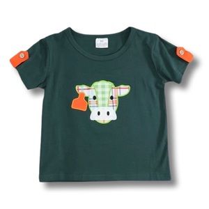 Marie Nicole Clothing Dark Green Cow Shirt 4T